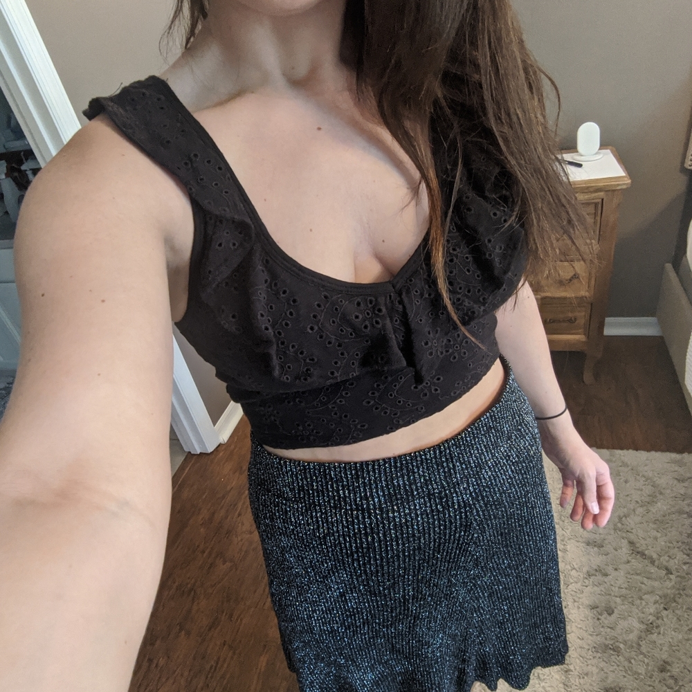 Hollister Black Eyelet Crop Top